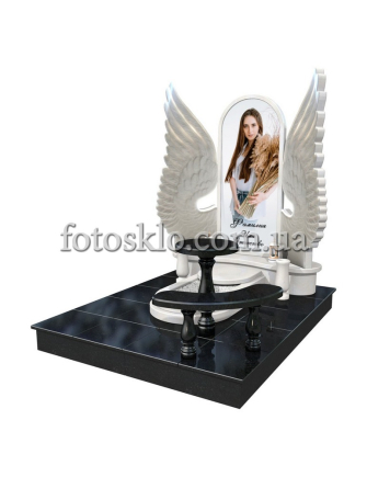Памятник из белого мрамора Крылья Ангела, для девушки