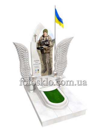 Памятник из белого мрамора Крылья Ангела, военному